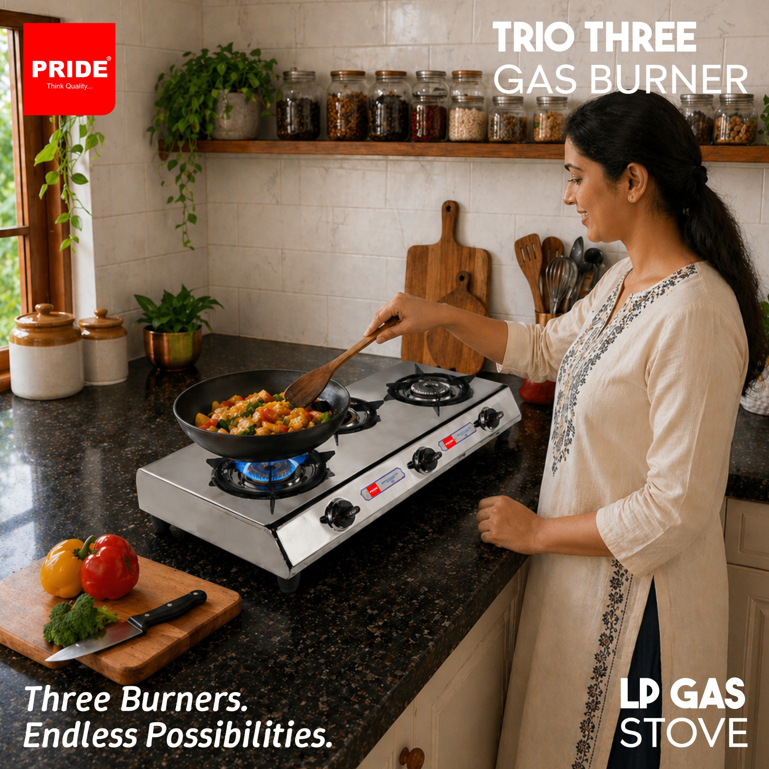 PRIDE TRIO THREE GAS BURNER